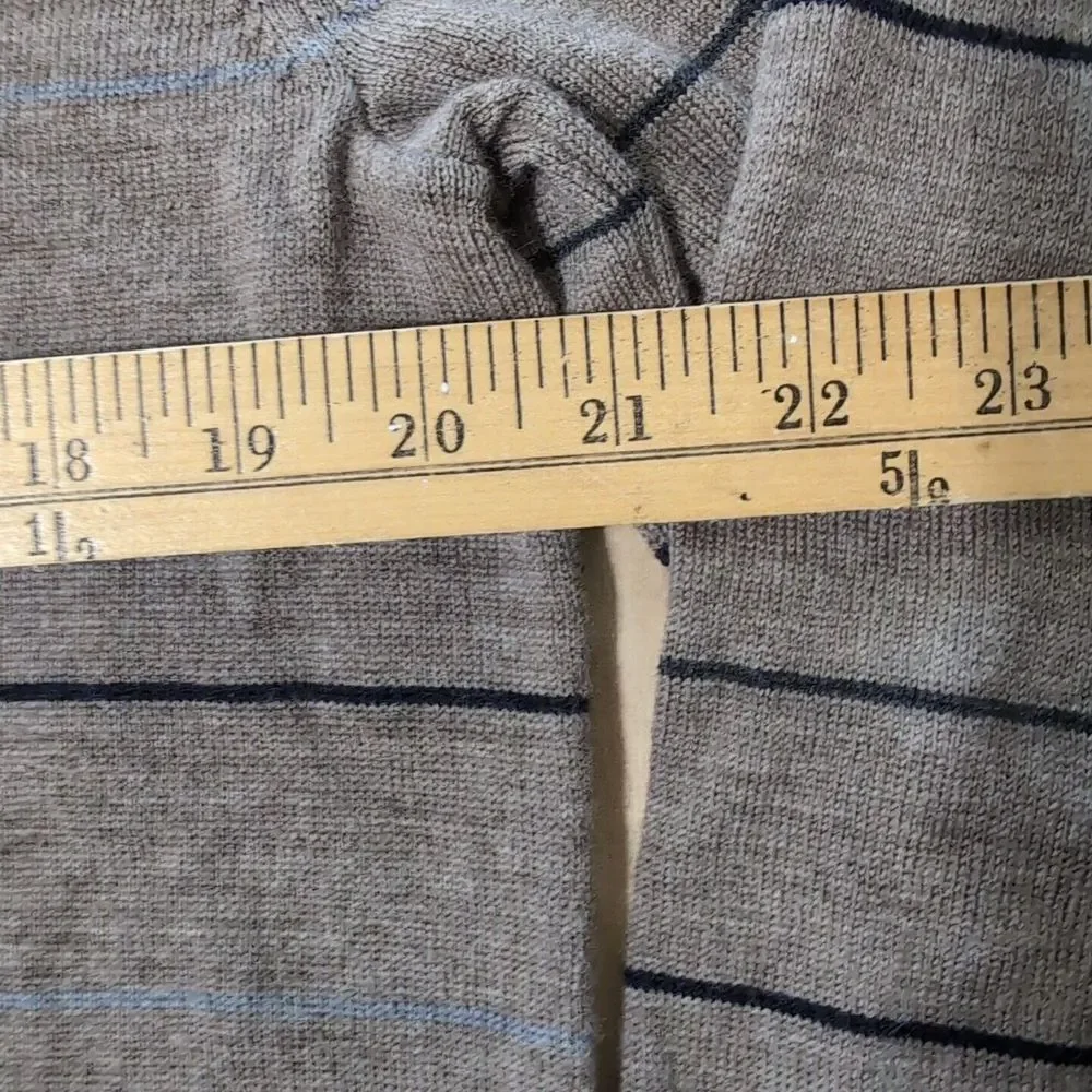 Banana Republic Sweater Mens Large 100% Merino Wool Striped Pullover Brown Taupe